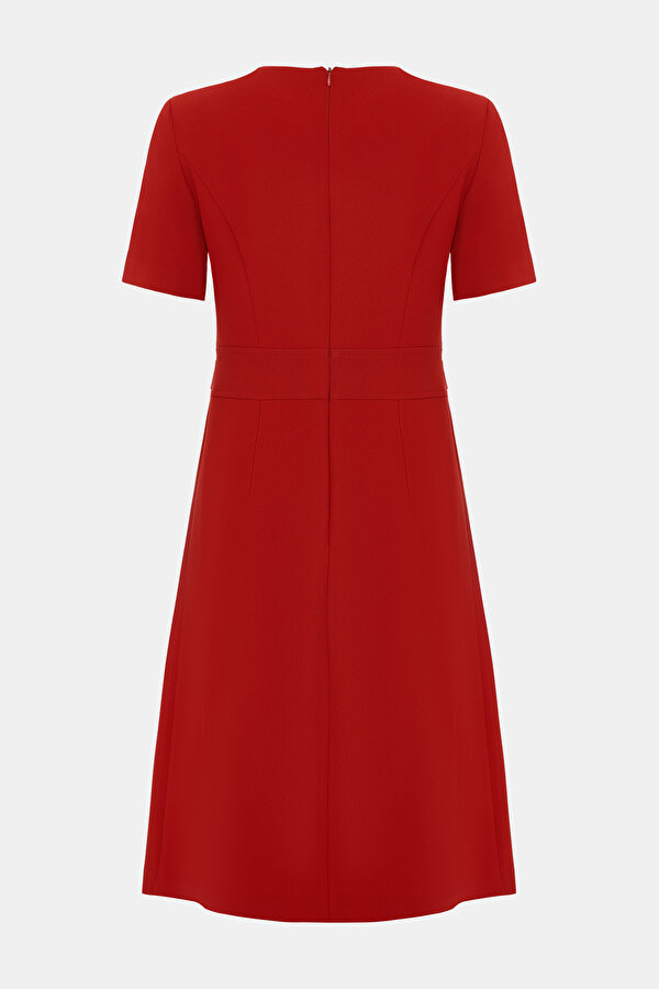 RED SHORT SLEEVE ABOVE THE KNEE DRESS 2