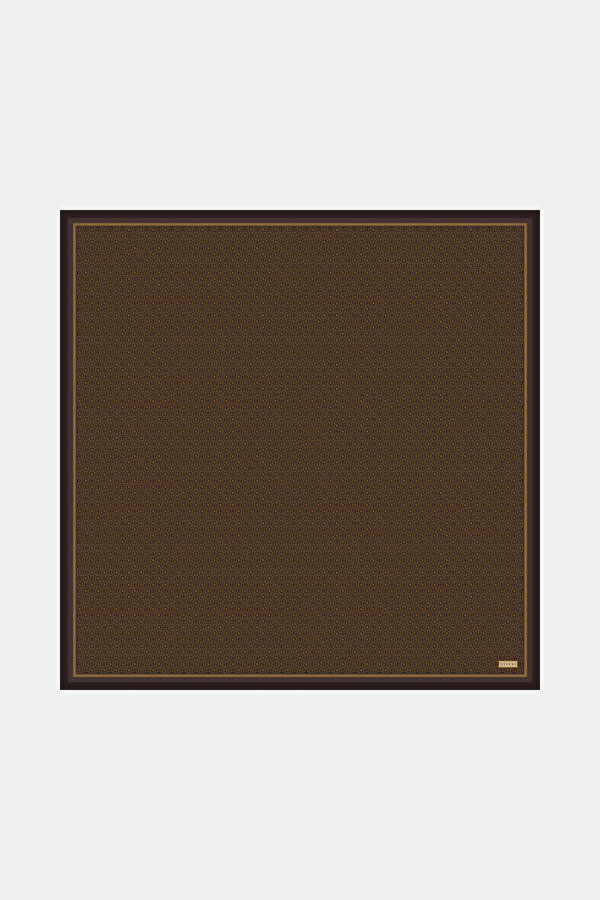 KOYU KAHVE MONOGRAM LOGOLU TWILL İPEK EŞARP