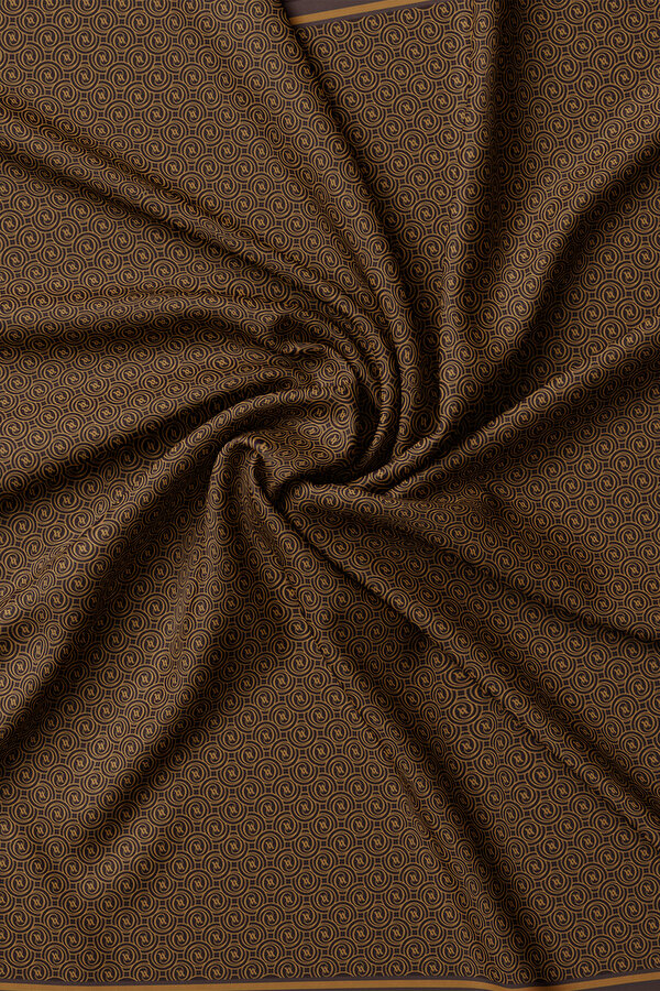KOYU KAHVE MONOGRAM LOGOLU TWILL İPEK EŞARP 2