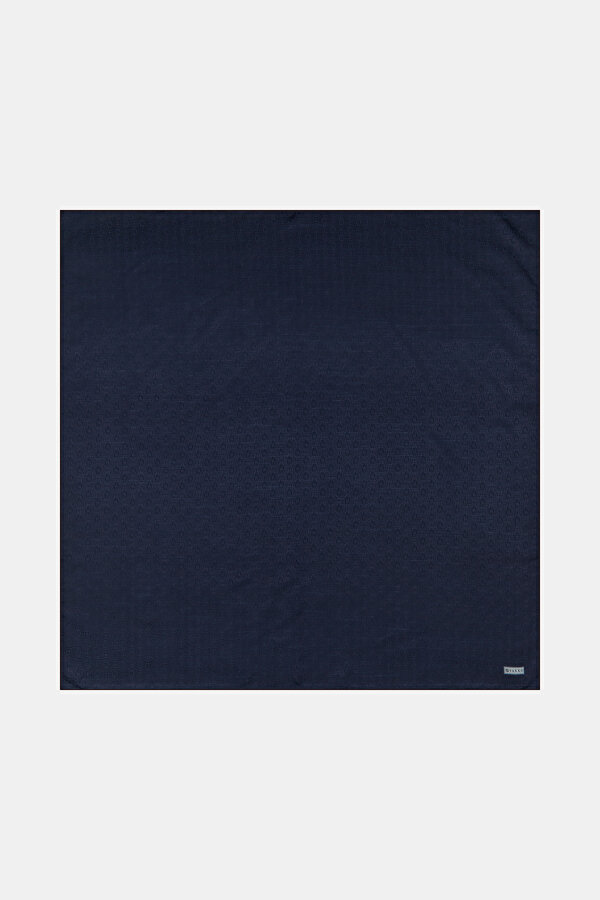 NAVY BLUE COTTON/SILK SCARF