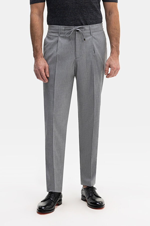 TEK PİLELİ BELİ LASTİKLİ SEERSUCKER PANTOLON 2