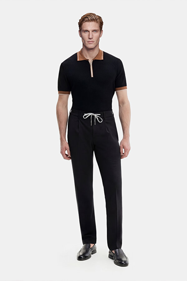 BLACK JERSEY TROUSERS