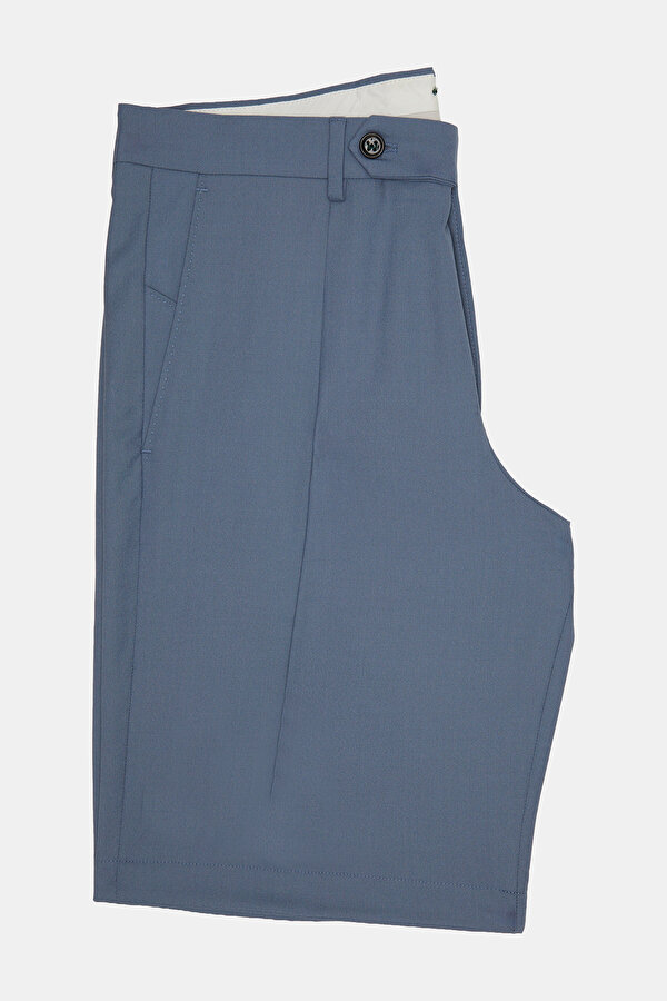 DARK BLUE WOOL/SILK BERMUDA