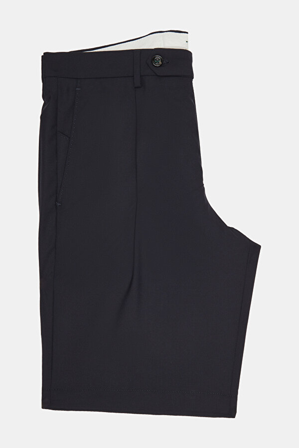 NAVY BLUE WOOL/SILK BERMUDA
