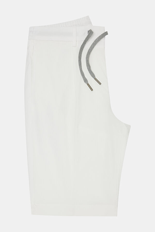 WHITE LYOCELL COTTON BERMUDA