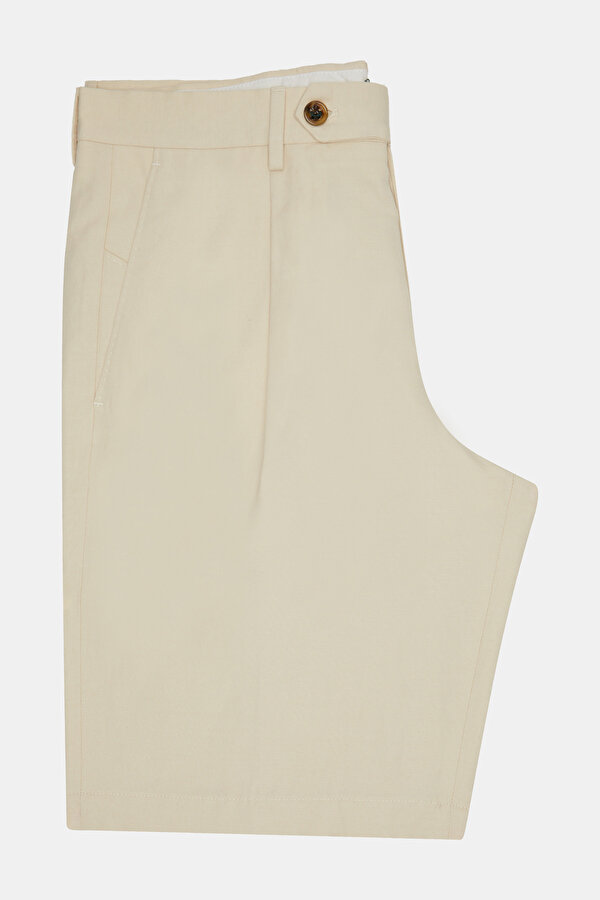 LIGHT CREAM COTTON/LINEN BERMUDA