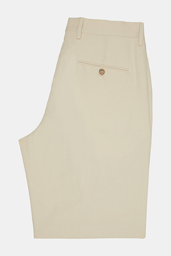 LIGHT CREAM COTTON/LINEN BERMUDA 2