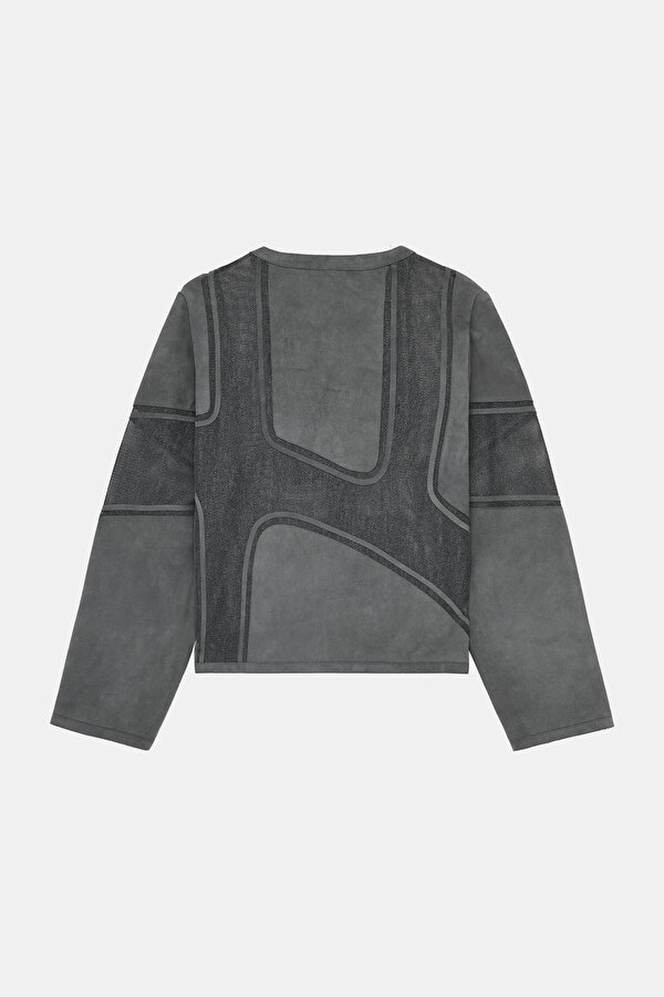 DARK GREY BASIC / ROUND NECKLINE JACKET 7