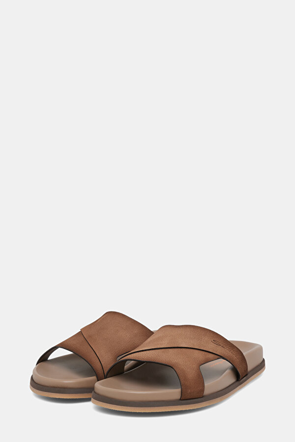 DARK BEIGE LEATHER SLIPPER 2