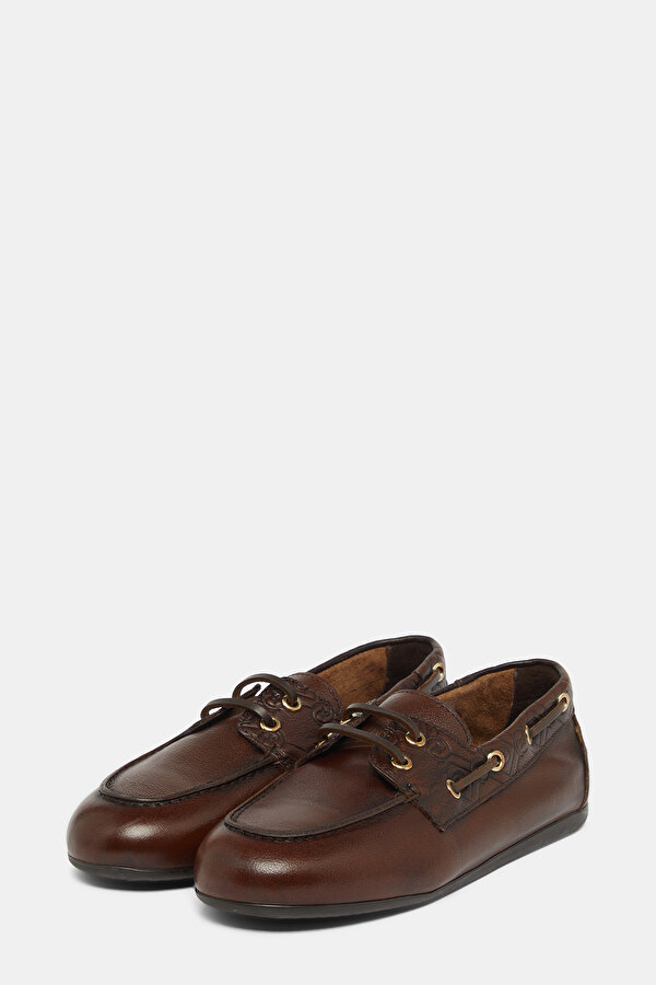 BROWN MONOGRAM LEATHER SHOE 2