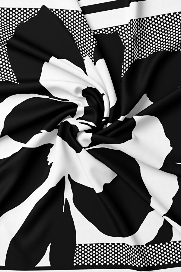 WHITE FLORAL PATTERN TWILL SCARF 2