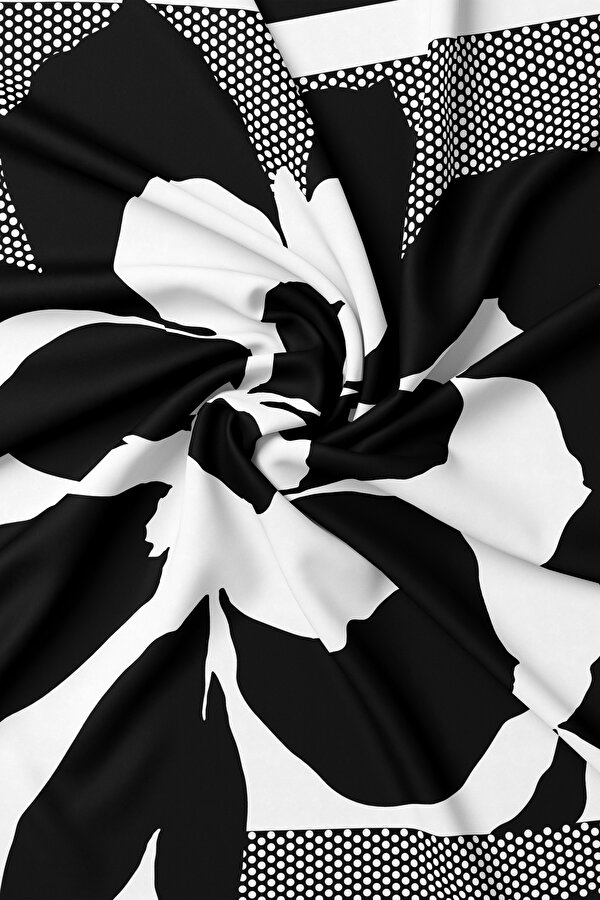 WHITE FLORAL PATTERN TWILL SCARF 2