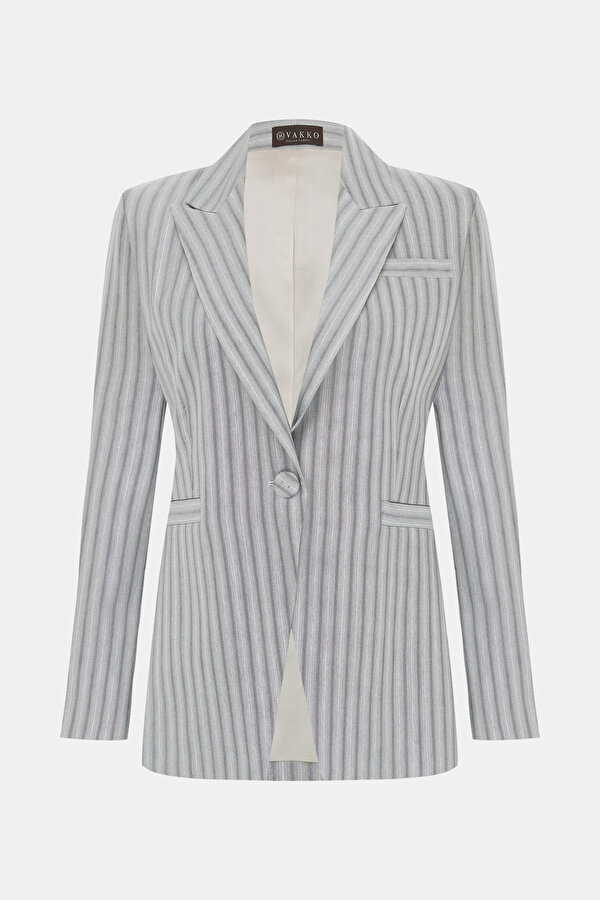 LIGHT GREY SWALLOW COLLAR JACKET 7