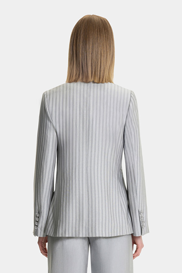 LIGHT GREY SWALLOW COLLAR JACKET 2