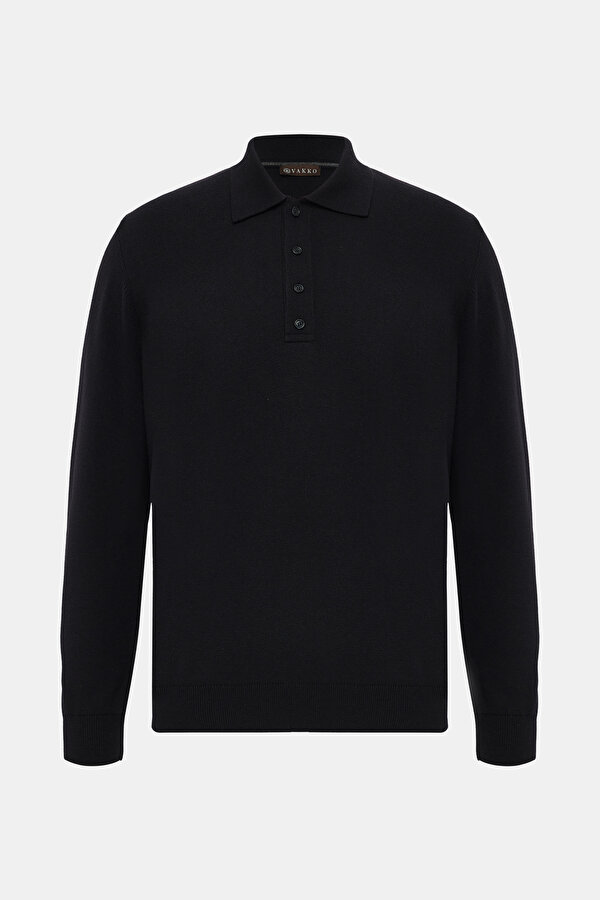 NAVY BLUE POLO NECK TRICOT