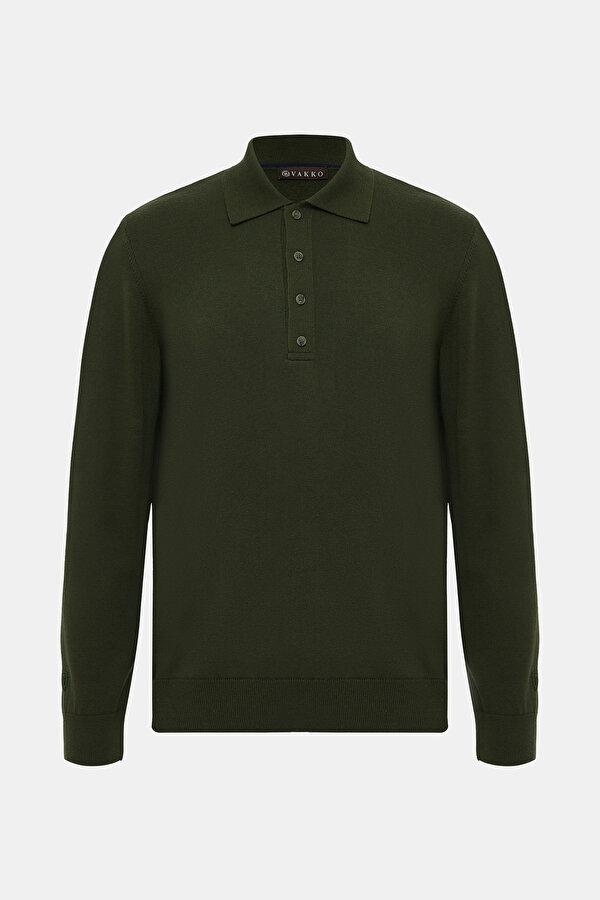 KHAKI POLO NECK TRICOT