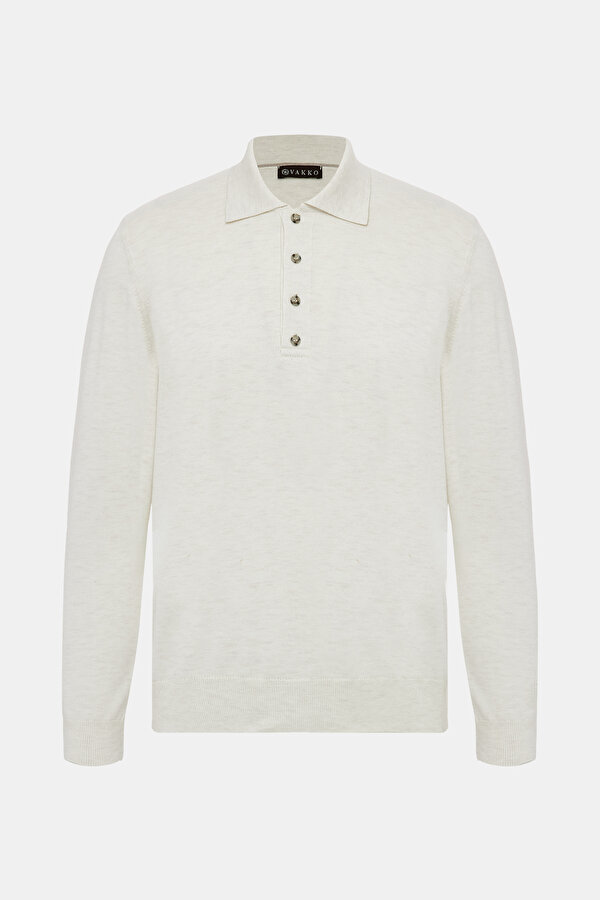 ECRU POLO NECK TRICOT