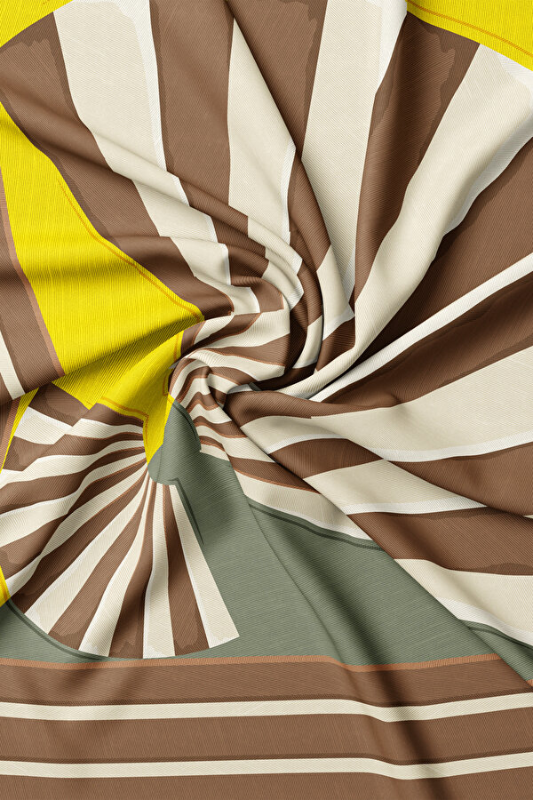 YELLOW GEOMETRIC DESIGN TWILL SCARF 2