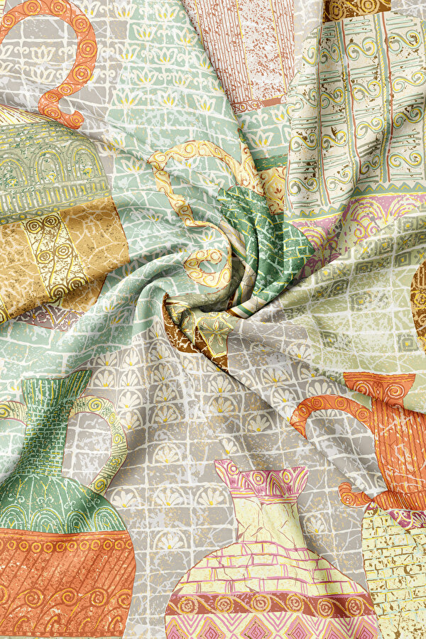MINK ETHNIC DESIGN TWILL SCARF 2