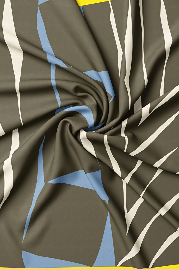 BLUE GEOMETRIC DESIGN TWILL SCARF 2