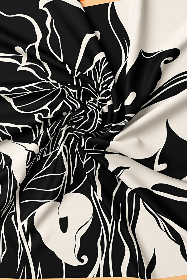 ECRU FLORAL PATTERN TWILL SCARF 2