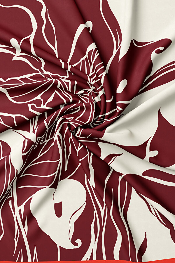 ECRU FLORAL PATTERN TWILL SCARF 2