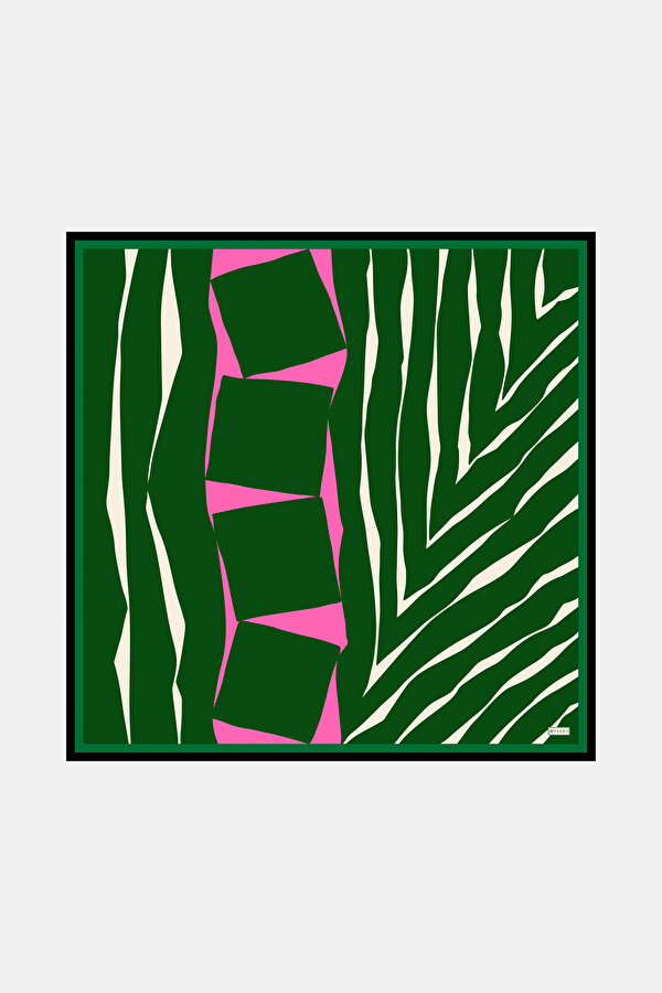 PINK GEOMETRIC DESIGN TWILL SCARF