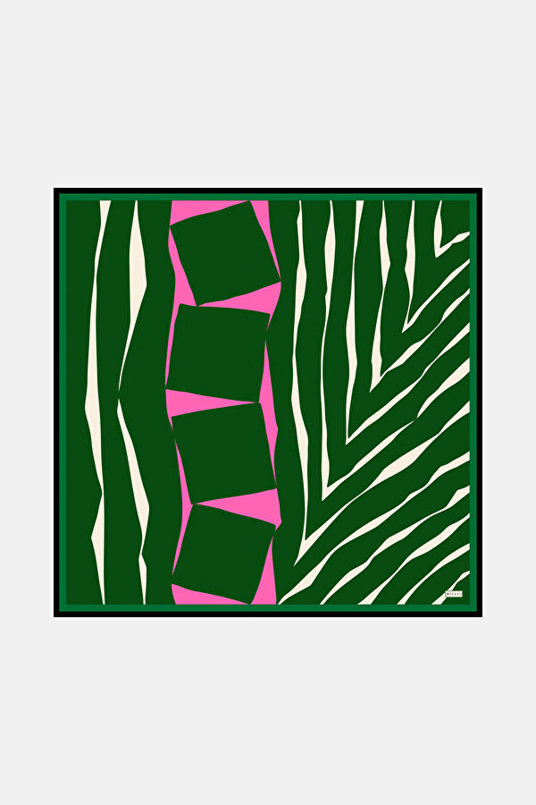 PINK GEOMETRIC DESIGN TWILL SCARF