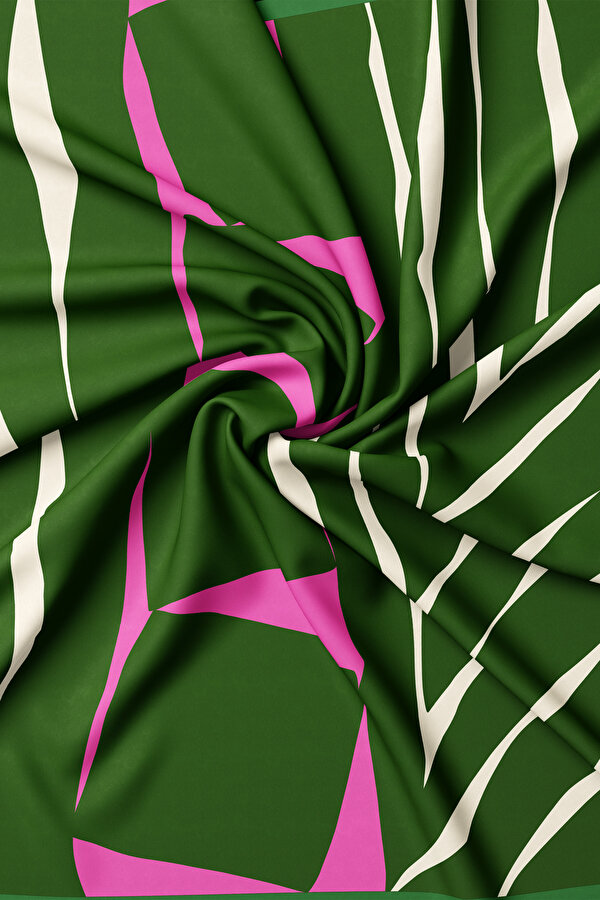 PINK GEOMETRIC DESIGN TWILL SCARF 2