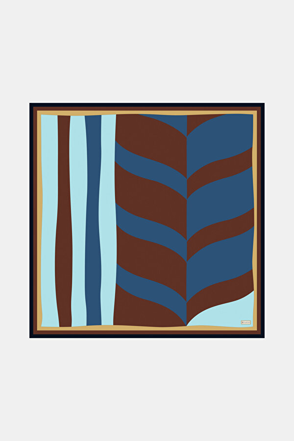 LIGHT TURQUOISE GEOMETRIC DESIGN TWILL SCARF