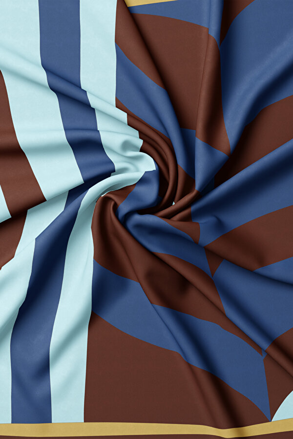 LIGHT TURQUOISE GEOMETRIC DESIGN TWILL SCARF 2