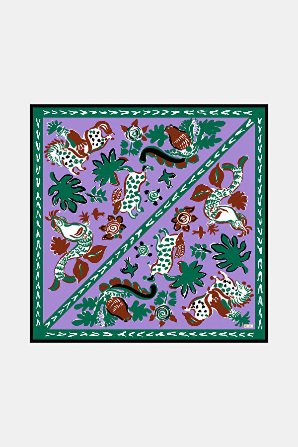 EMERALD GREEN ETHNIC DESIGN TWILL SCARF