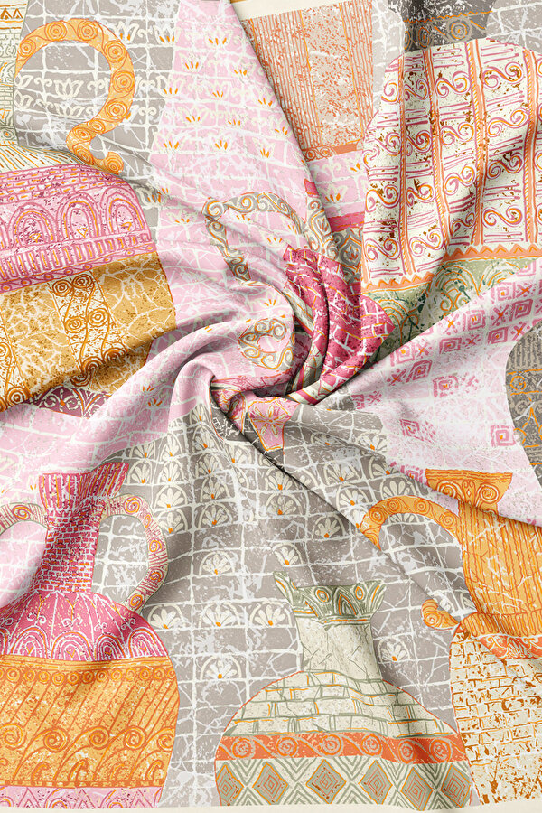 MINK ETHNIC DESIGN TWILL SCARF 2