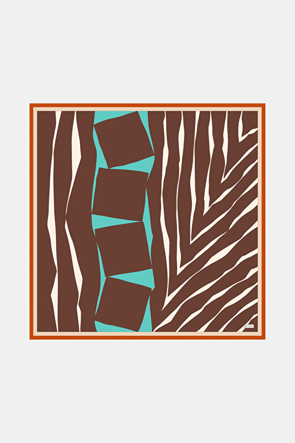WATER GREEN GEOMETRIC DESIGN TWILL SCARF