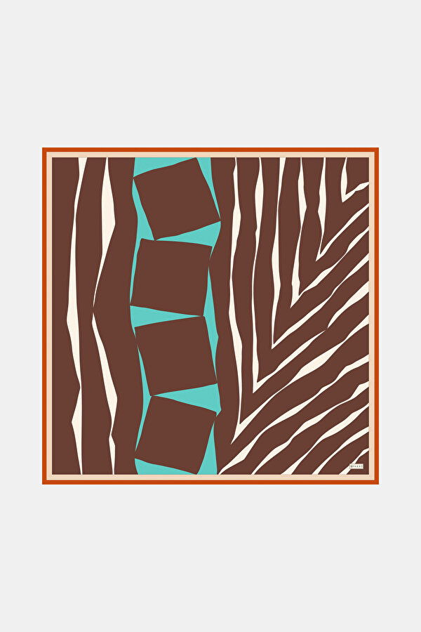 WATER GREEN GEOMETRIC DESIGN TWILL SCARF