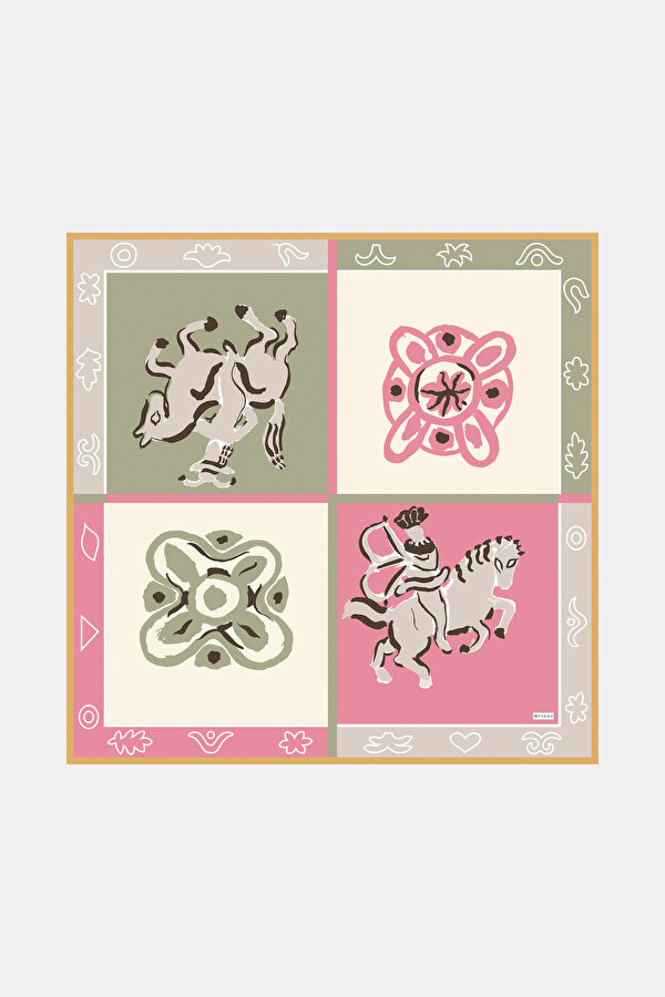 MINK ETHNIC DESIGN TWILL SCARF