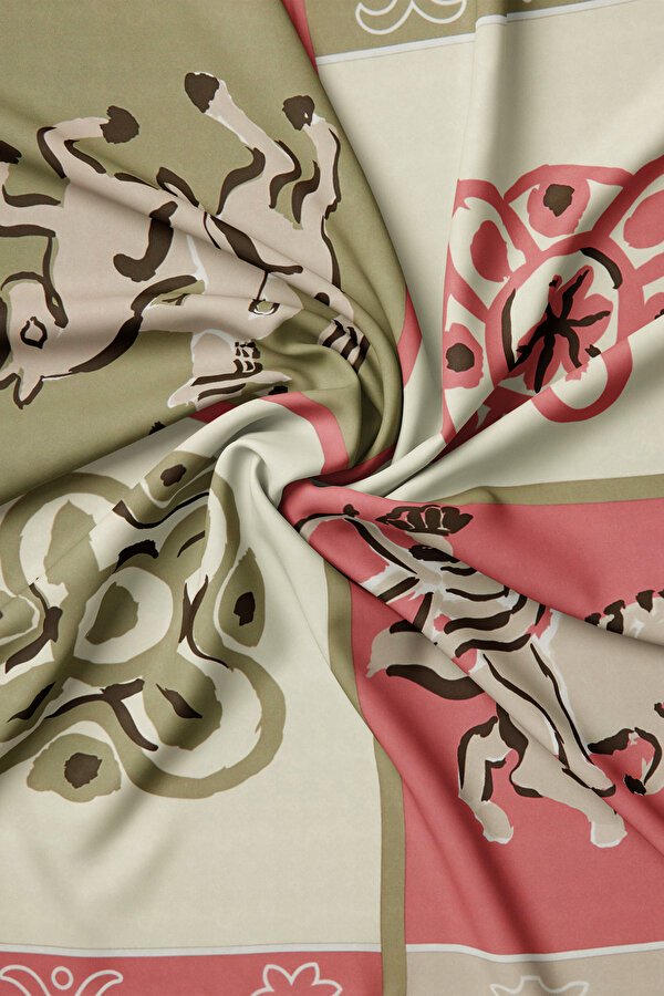 MINK ETHNIC DESIGN TWILL SCARF 2