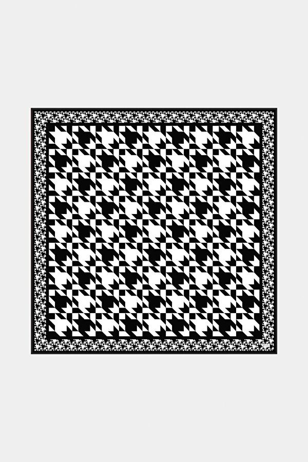 WHITE PIED DE POULE VOILE SILK SHAWL