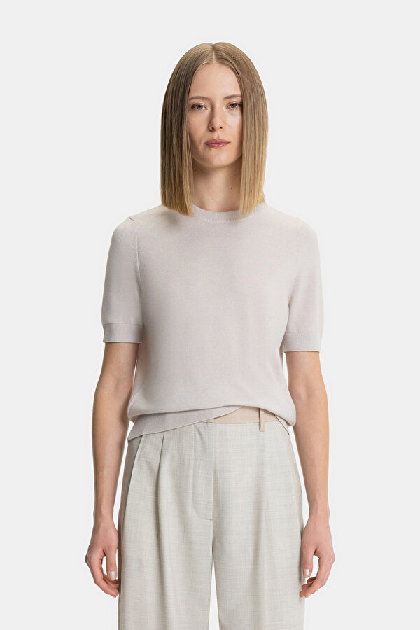 BEIGE BASIC / ROUND NECKLINE TRICOT
