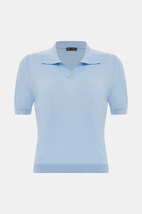 BLUE POLO NECK TRICOT