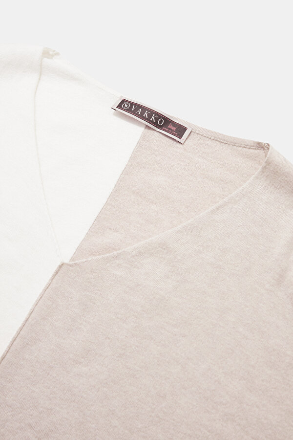 BEIGE V NECK TRICOT 7