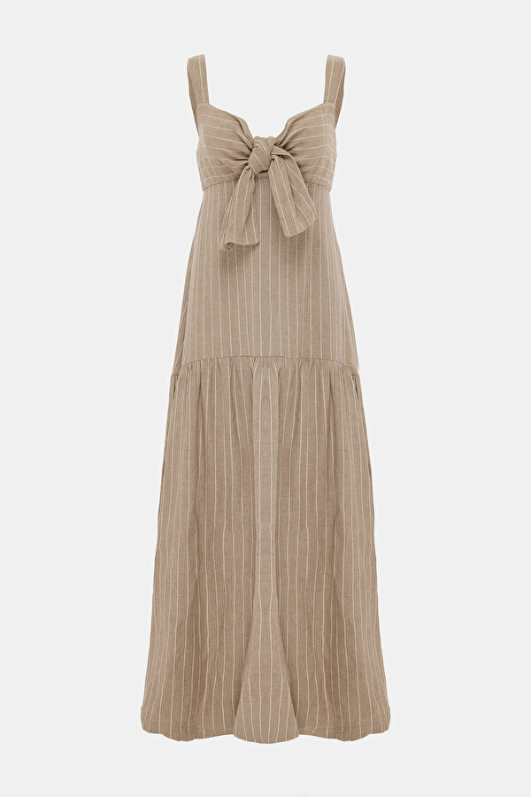 ECRU SLEEVELESS SUSPENDER DRESS