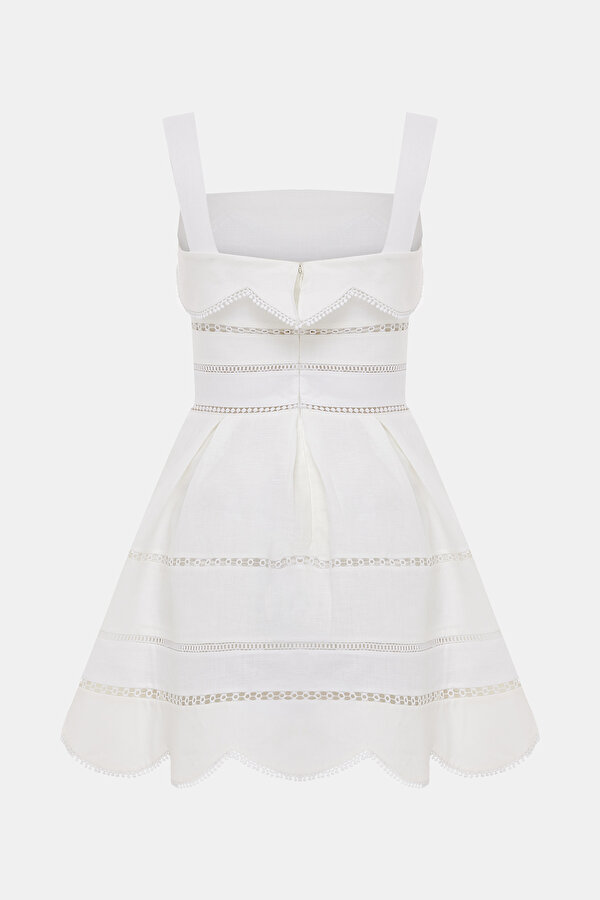 WHITE SLEEVELESS SUSPENDER SHORT DRESS 2