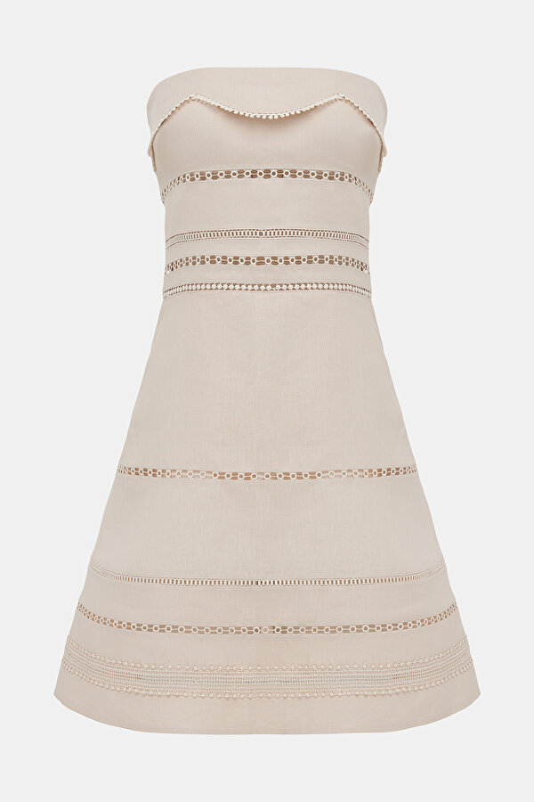 BEIGE SLEEVELESS SHORT DRESS