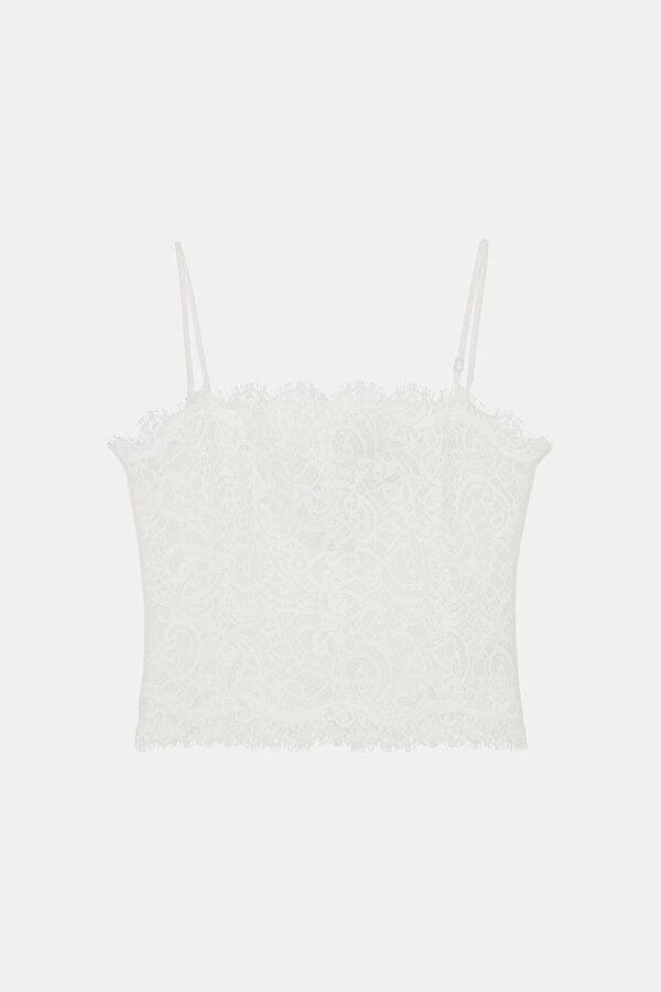 ECRU CLEAVAGE SLEEVELESS BLOUSE