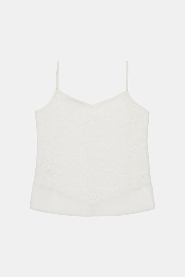 ECRU V NECK SLEEVELESS BLOUSE 2