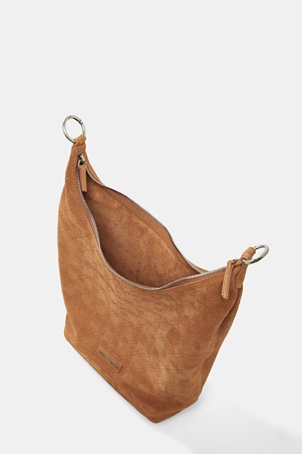 TAN MONOGRAM LEATHER BAG 6