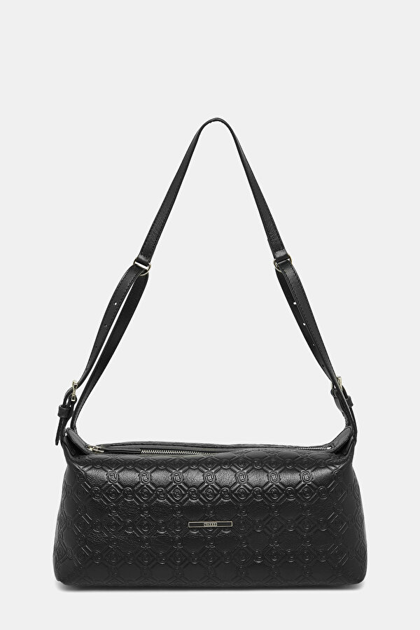 BLACK MONOGRAM LEATHER BAG