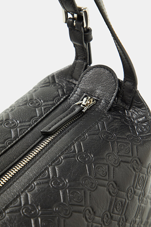 BLACK MONOGRAM LEATHER BAG 6