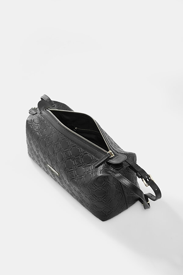 BLACK MONOGRAM LEATHER BAG 7